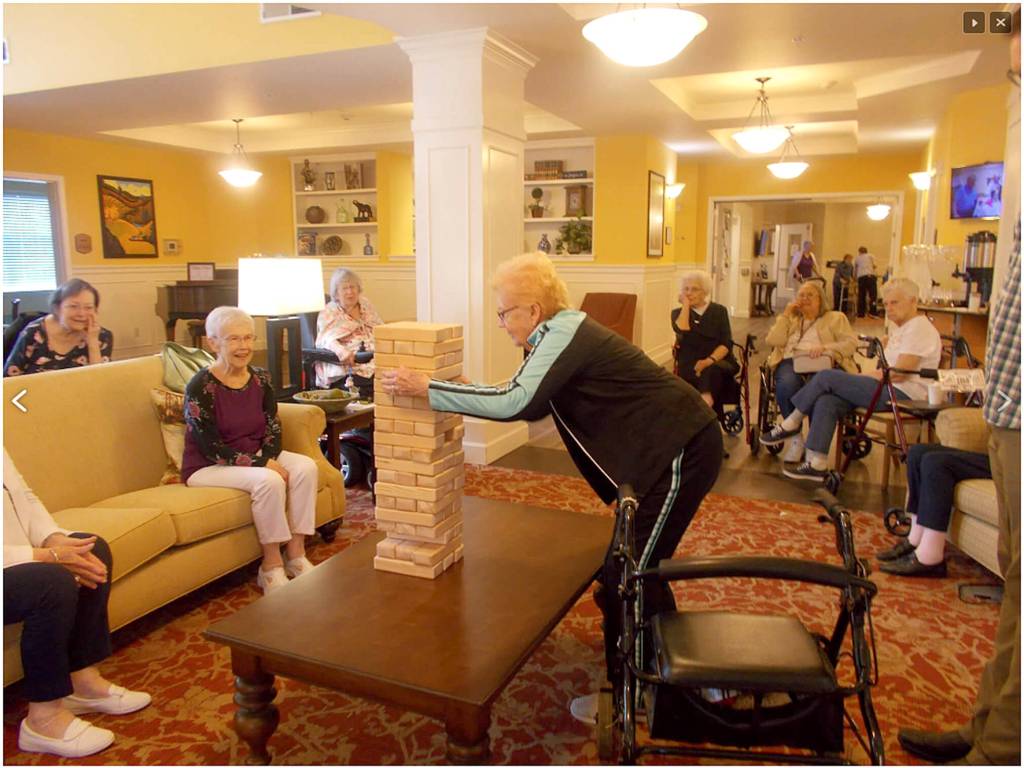 Seniors enjoy table-top games at Vineyard Park in Mount Lake Terrace.                                 Photo courtesy of Vineyard Park.
