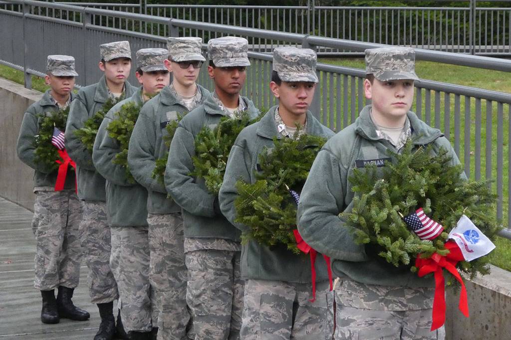 Wreaths decorate graves of fallen soldiers
