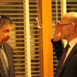 Maple Valley City Councilmember Les Burberry takes the Oath of Office during the first council meeting of the year on Monday, Jan. 6, 2019. Photo by Danielle Chastaine.