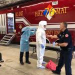 Members of Puget Sound Fire who will be staffed at the first responder testing site in Covington received additional training last week. Photo courtesy of Capt. Joe Root