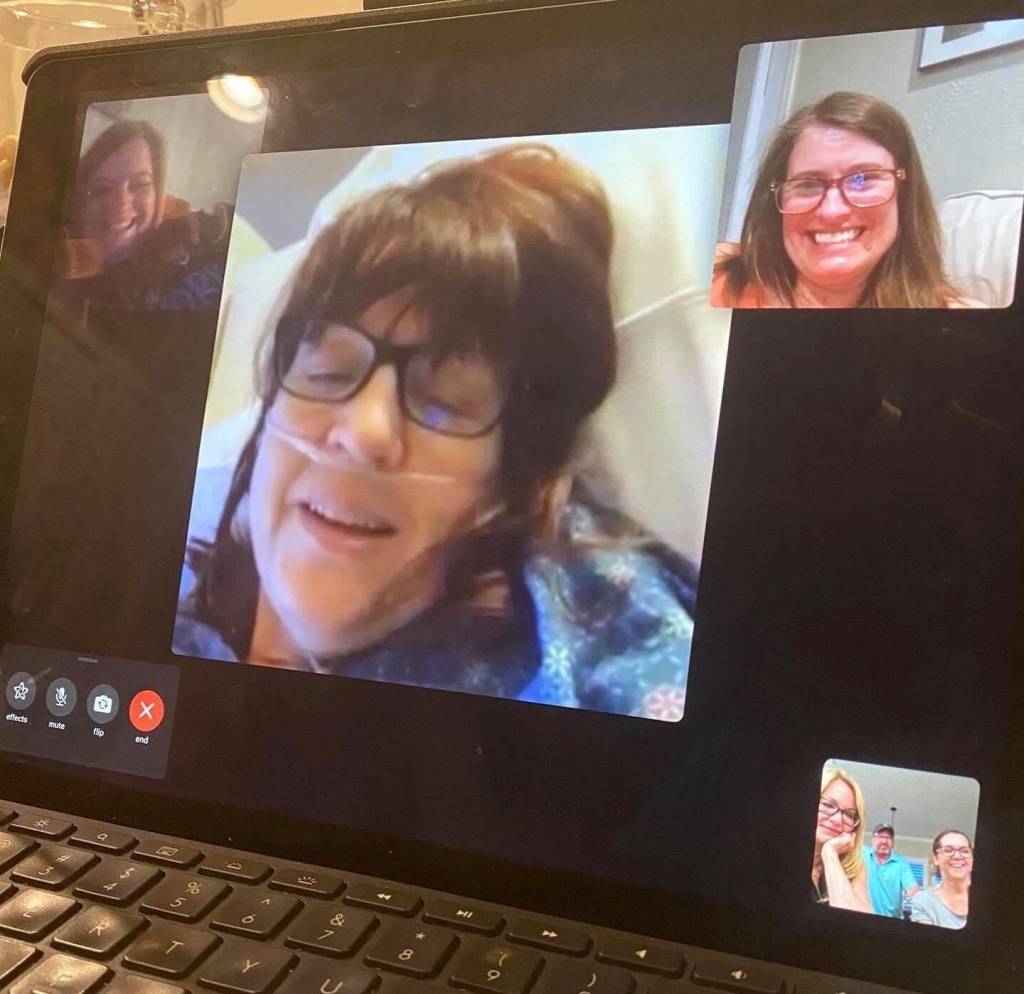 Sheri Bebbington says technology was her lifeline when she was in isolation at St. Joseph Medical Center undergoing a clinical drug study for COVID-19. Courtesy photo