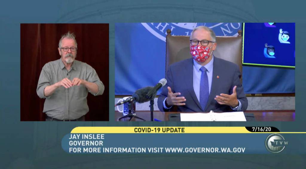 Gov. Jay Inslee speaks about the states actions in response to COVID-19 on Thursday. (TVW)