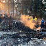 Crews battled a large brush fire Tuesday afternoon, Sept. 8, near the former Covington Elementary School in the 17000 block of Southeast Wax Road in Covington. COURTESY PHOTO, Puget Sound Fire