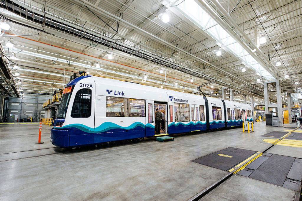 The first of 152 new light rail vehicles arrived in June 2019 at Sound Transits Operations and Maintenance Facility in Seattle. COURTESY PHOTO, Sound Transit