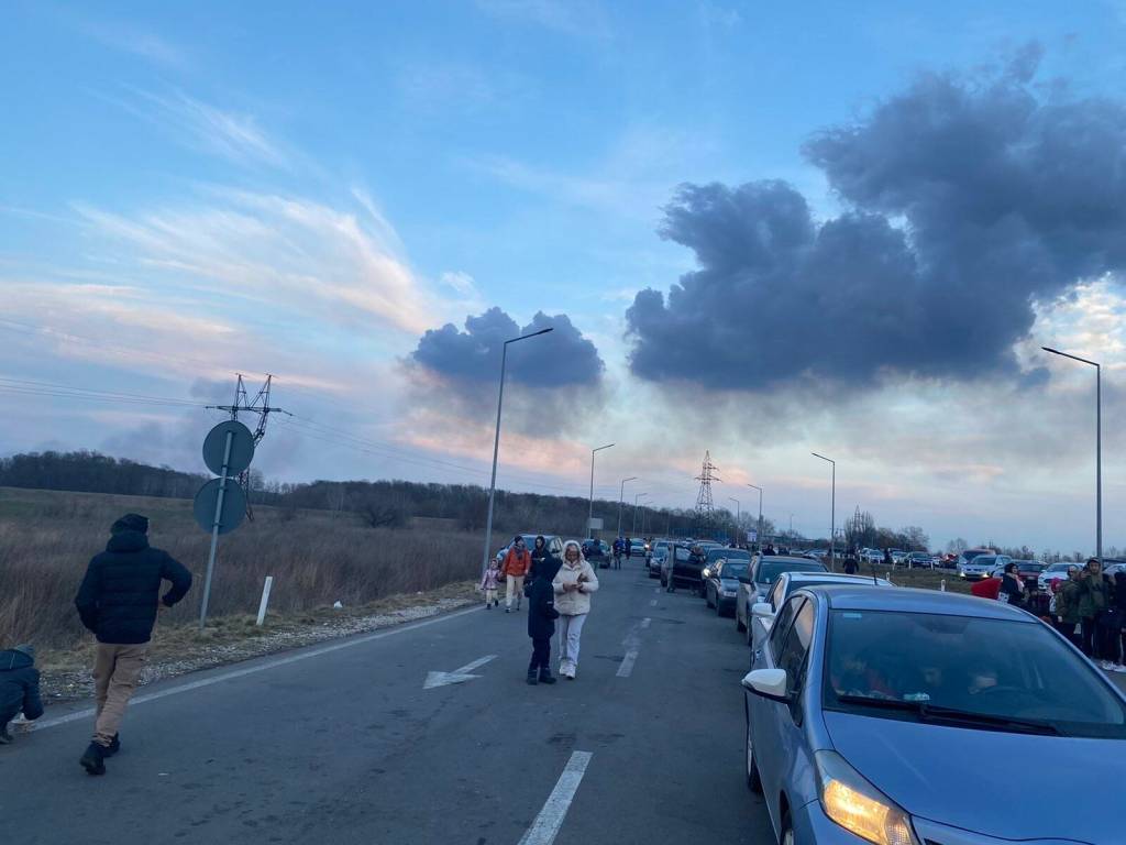 Traffic the family bumped into while trying to reach the Moldovan border. Courtesy of Valeriia Horodnycha.