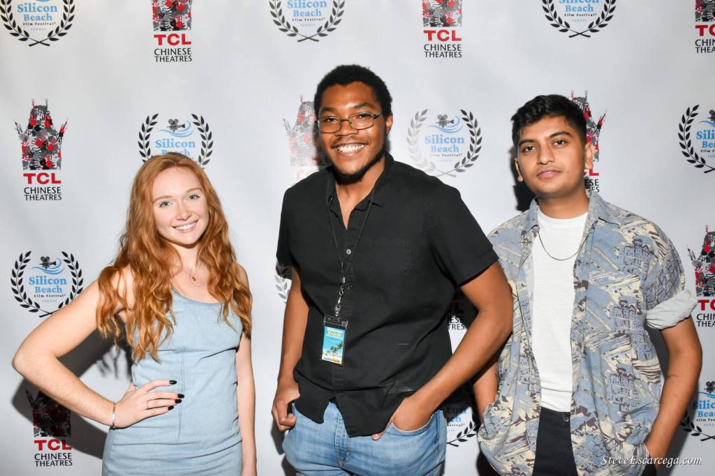 Photos courtesy of Myles Ross
Myles Ross (center) stands with The House actors Emily Gateley (left) and Sagar Surana at the 2022 Silicon Beach Film Festival in Hollywood where the film won an award for Best Ensemble.
