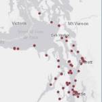 Ghost shrimp sampling stations in Puget Sound. Courtesy of Mugdha Flores.
