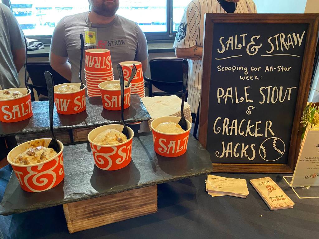 Salt & Straws Pale Stout and Cracker Jack Ice Cream is a limited-edition flavor for All-Star Week. Olivia Sullivan / The Mirror