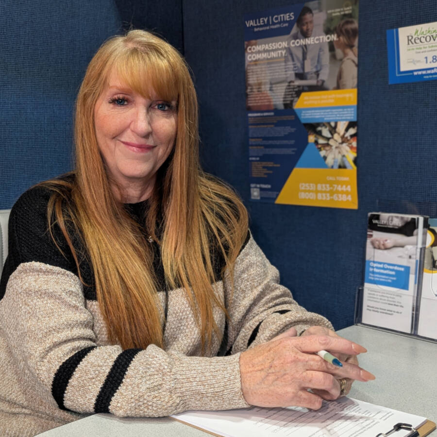 Rose Baldridge helps patients with a variety of services through the mobile clinic, including screening and assessment, telehealth services, health education, and naloxone training and kits for overdose prevention among other resources. Photo courtesy of Valley Cities Behavioral Health Care.