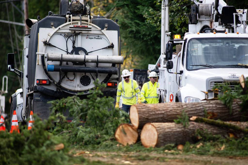 PSE crews deal with fallen trees from the Nov. 19-20 windstorm that struck Western Washington. COURTESY PHOTO, PSE