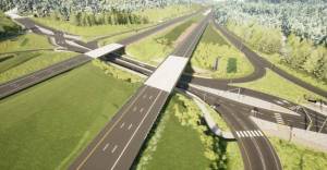 A rendering of the SR18 diverging diamond interchange upon completion. Photo courtesy of Washington State Department of Transportation