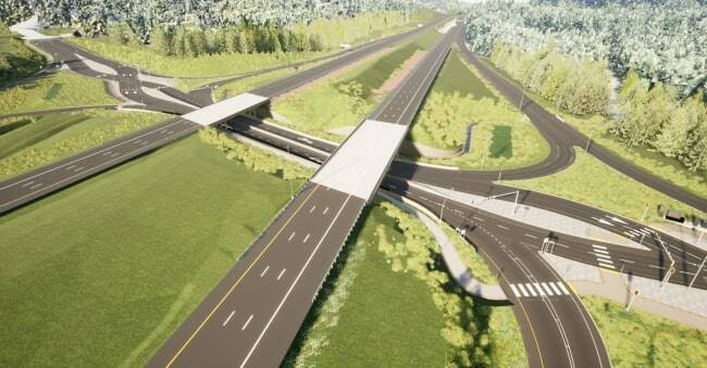 A rendering of the SR18 diverging diamond interchange upon completion. Photo courtesy of Washington State Department of Transportation
