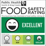 All permitted food businesses in King County, from restaurants to food trucks, should have a food safety rating sign from Public Health displayed for customers. Photo courtesy of Public Health - Seattle & King County