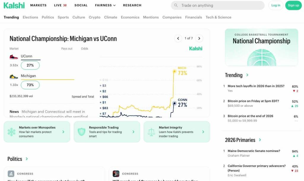 WA clashes in court with prediction market platforms Kalshi and Robinhood