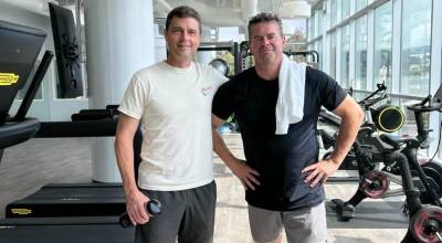 Reid, left, and Bill Wiseman at the Mercer Island Beach Club last year. Photo courtesy of Bill Wiseman