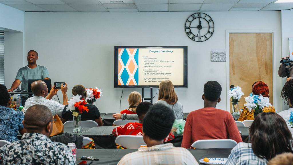 Participants in the Digital Navigator Program hear a summary at the celebration of the completion of the program in 2025. Courtesy photo