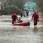 Snoqualmie firefighters rescue residents after their home flooded, Dec. 10, 2025. Photo courtesy of the city of Snoqualmie