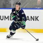 Noah Kosick with the puck on his stick. Photo provided by Seattle Thunderbirds.
