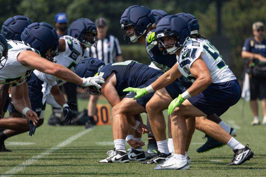 Special teams units get after it during practice for the Seattle Seahawks. Photo provided by Maria Dorsten
